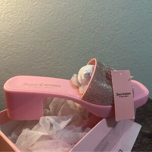 Juicy Couture Pink Rhinestone Slide Sandals